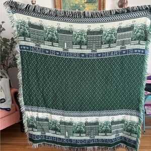 Green and White Alphabet Throw Blanket